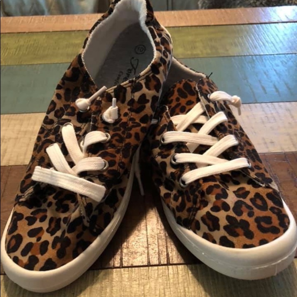 leopard slip on shoes